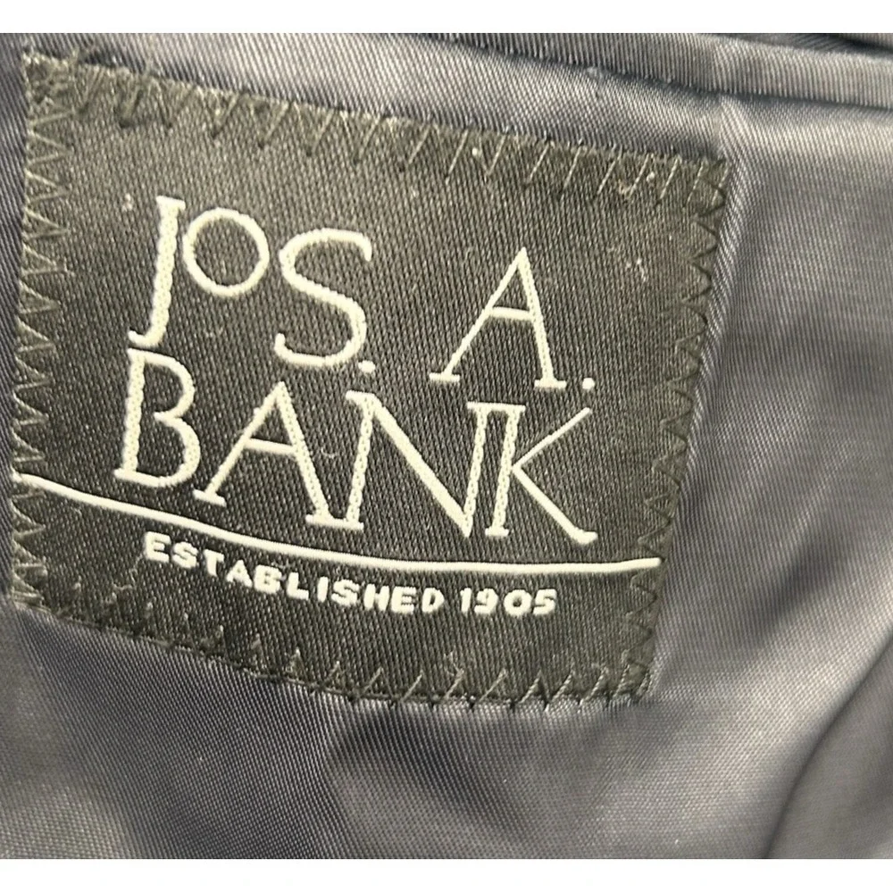Jos A Banks 42L Blue Mirco Houndstooth Blazer Wool Cashmere Blend‎ Sportscoat